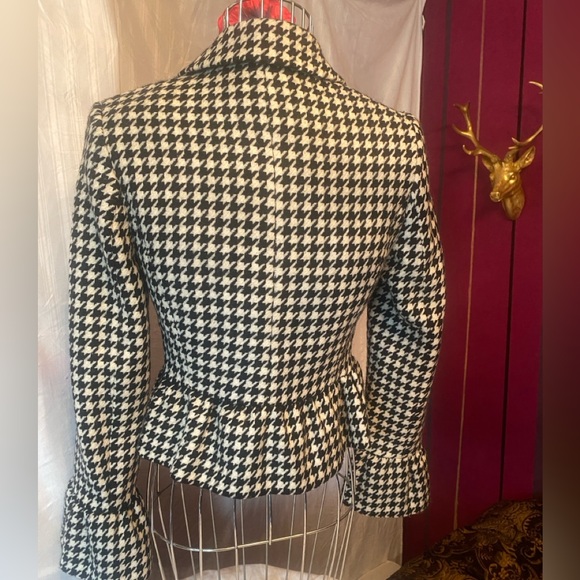 100% Wool, Fitted Houndstooth Women's Blazer, 8 - Picture 2 of 7